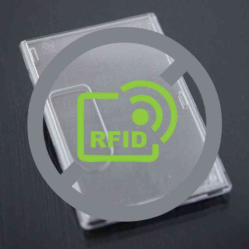 Kirkas ID-Korttipidike jossa RFID-korttien etälukua suojaava ominaisuus